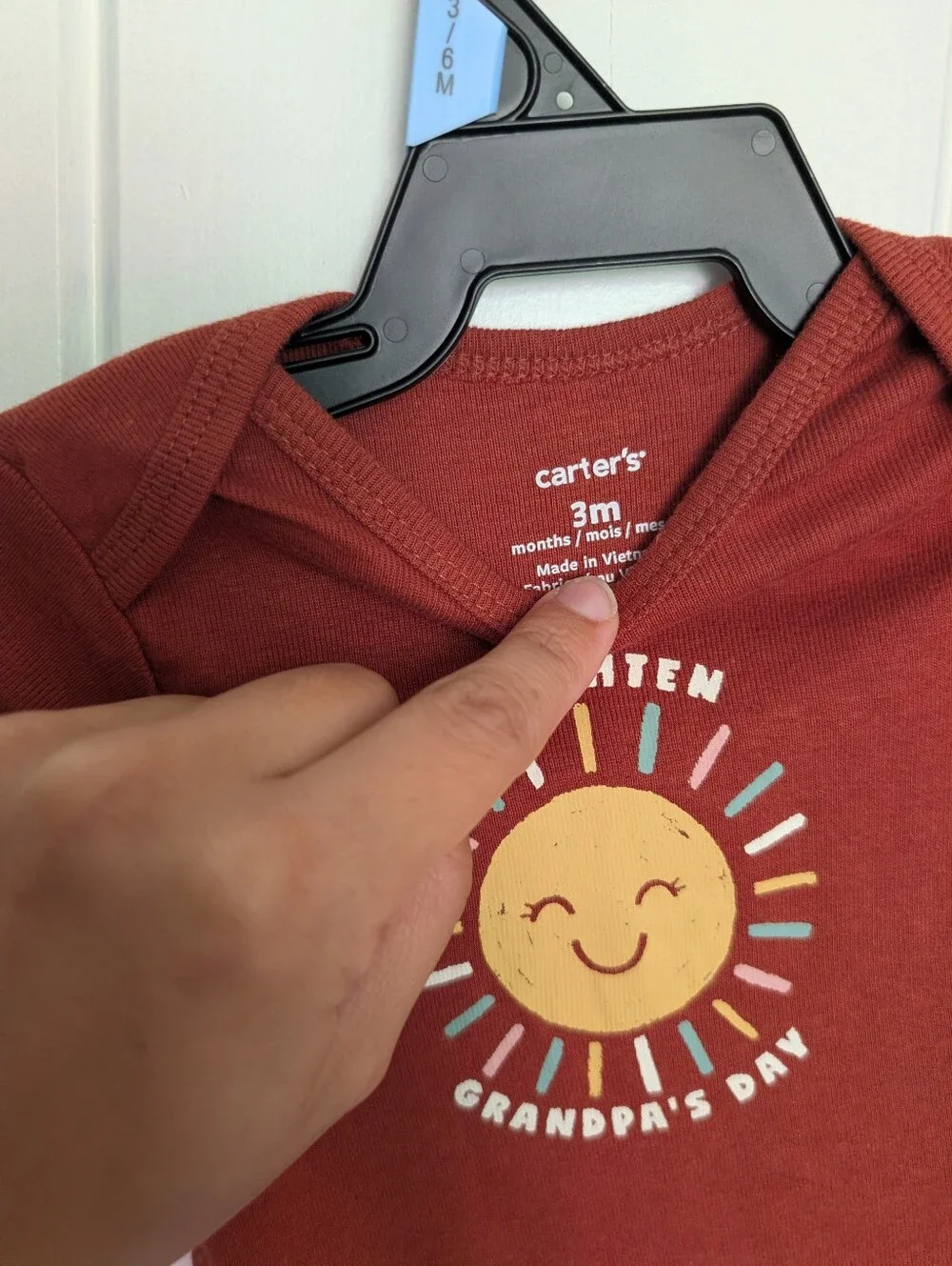 NWOT Carter's 0-3 Month Brighten Grandpa's Day Bodysuit